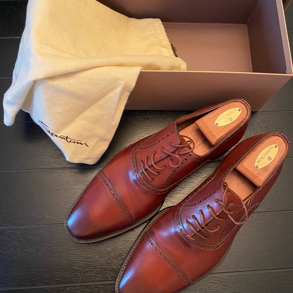 Santoni handmade leather dress shoes